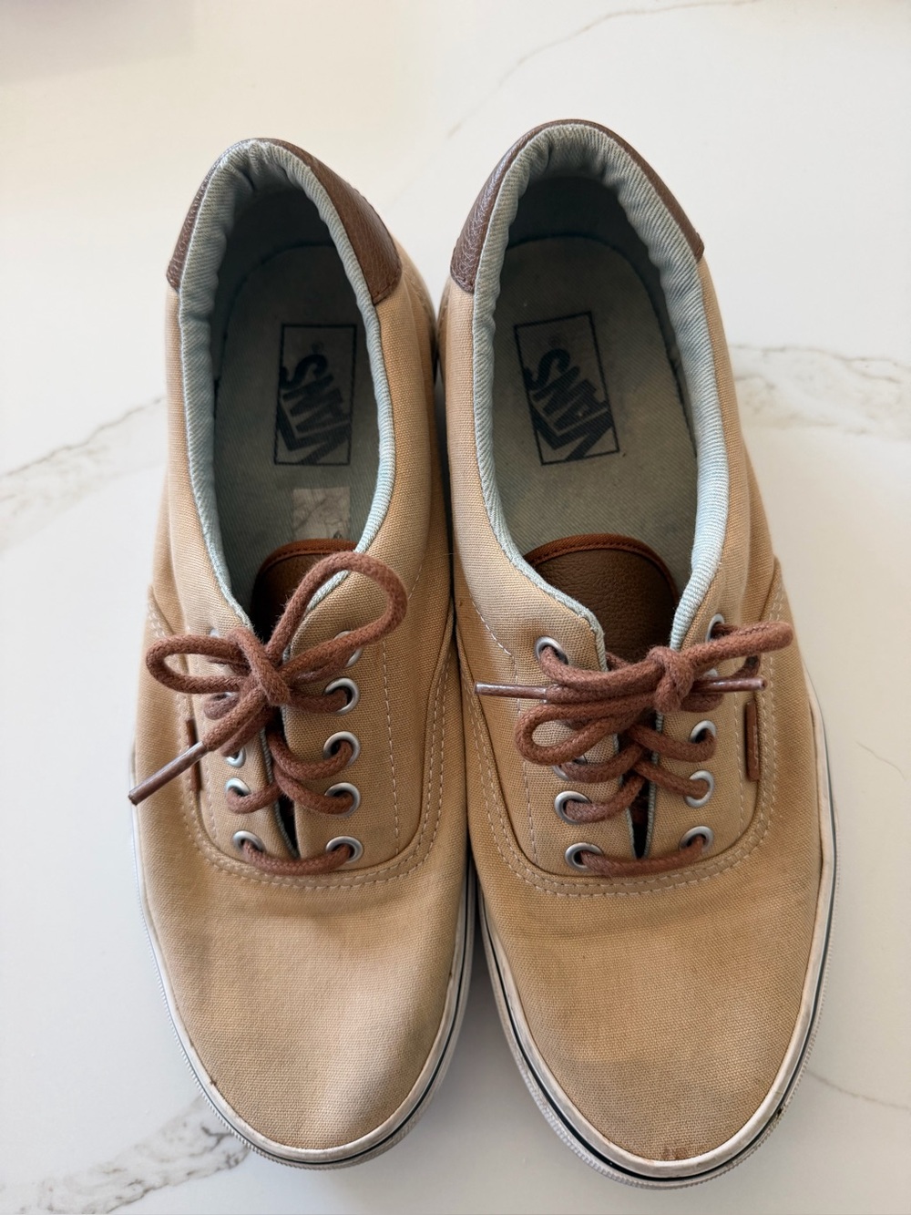 Vans Men’s Tan Canvas Lace-Up Sneakers, Era 59 canvas and leather